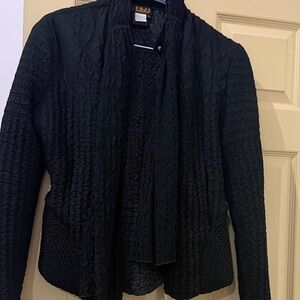 Black Textured Open-Front Women's lightweight jacket